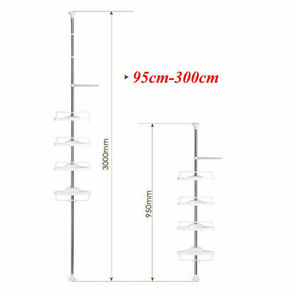 Portaoggetti telescopico per bagno a 4 mensole